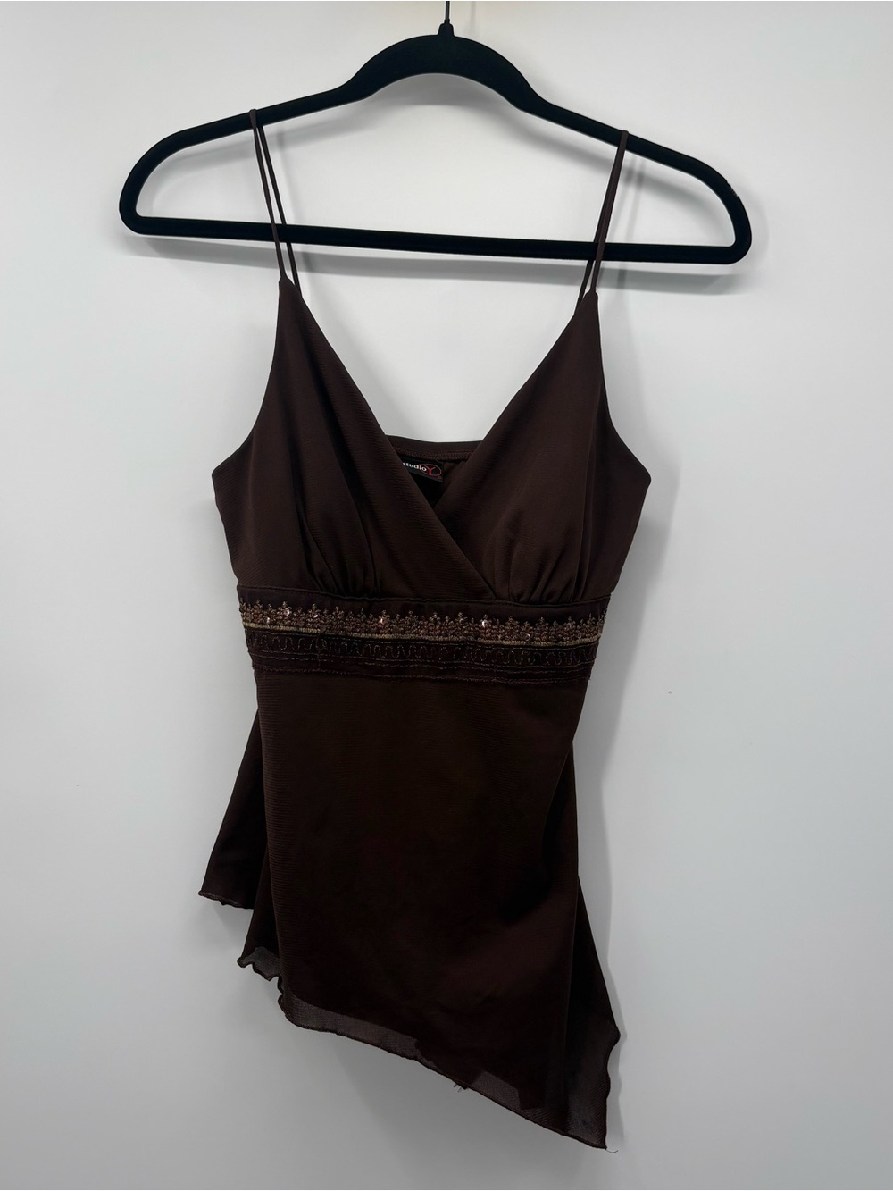 Studio Y Brown Embellished V-Neck Camisole